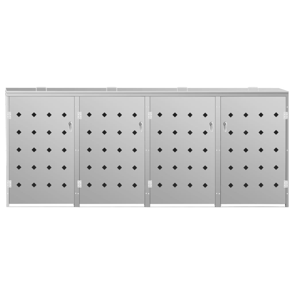 Copribidone per Spazzatura Quadruplo 240 L in Acciaio Inox